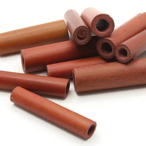 10 38mm Red Brown Wood Tube Beads Vintage Beads New Old Stock Beads Wooden Beads Long Loose Beads Jewelry Making Beading Supplies Smileyboy