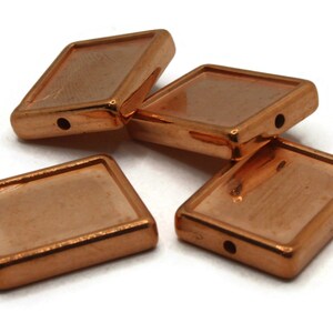 4 21mm Rectangle Beads Vintage Red Copper Beads Copper Plated Plastic Beads Frame Beads Jewelry Making Beading Supplies Loose Bead