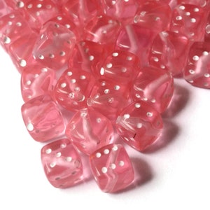 50 Pink Dice Beads 8mm Cube Beads 6 sided Dice Beads Plastic Dice Beads Acrylic Dice Beads Six Sided Dice