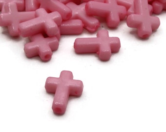 50 16 mm クロスビーズ ピンク クロスビーズ プラスチッククロス クリスチャンビーズ ジュエリー製作 ビーズ用品 アクリルクロスビーズ スマイリーボーイ