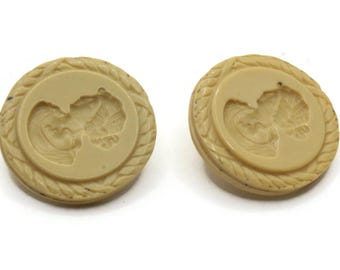 2 st 33 mm Vintage Beige Cameo Plastknappar Sybehör Smyckestillverkning Pärltillbehör Sybehör