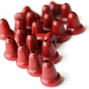 20 Dark Red Wooden Bell Beads 11mm Wood End Beads Vintage Macrame Beads Jewelry Making Beading Supplies Loose Bell Shaped Beads Smileyboy