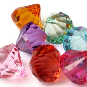 4 30mm Clear Mixed Color Beads Faceted Diamond Beads Acrylic Jewel Beads Jewelry Making Beading Supplies Loose Plastic Teardrop Beads