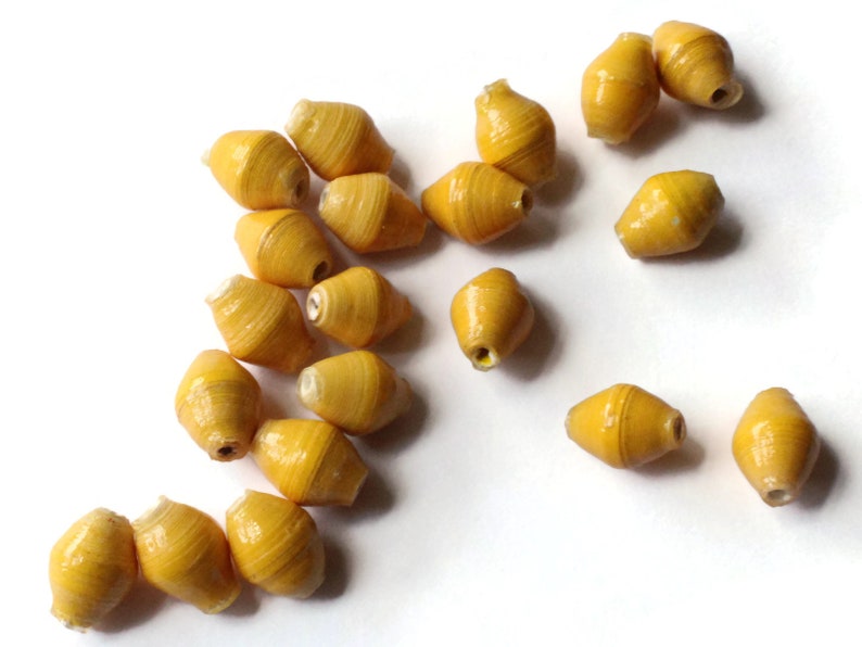 10 10mm Maize Yellow Beads Ugandan Paper Beads Fair Trade Beads Small Paper Beads Recycled Beads Upcycled Beads Sealed Paper Beads Smileyboy
