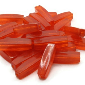 25 16mm Red Vintage Plastic Beads Rectangle Tube Beads Jewelry Making Beading Supplies Loose Beads to String