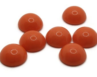 7 14mm Orange Vintage Lucite Cabochons Flat Back Cabochons Plastic Dome Cabochons Loose Cabochons Jewelry Making Tiles