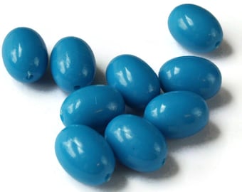 9 16mm Blue Oval Beads Vintage plastic Beads Jewelry Beads Plastic Beads Chunky Beads Loose Beads Big Beads Jewelry Making Beading Supplies