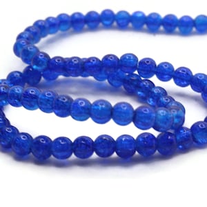 4mm Blue Crackle Beads Cracked Glass Beads Smooth Round Beads Full Strand Jewelry Making Beading Supplies Small Beads