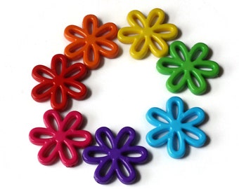 8 31mm Mixed Color Flower Beads Large Plastic Beads Acrylic Plant Beads to String Jewelry Making Beading Supplies Rainbow Daisy Beads bO2