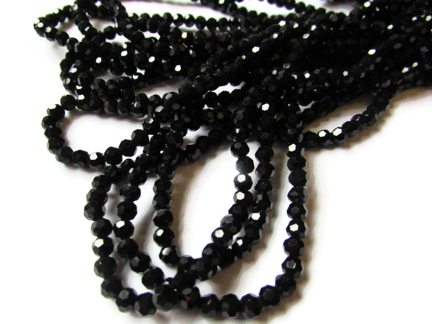 99 Black Faceted Crystal Beads 4mm Round Beads Full Strand Etsy