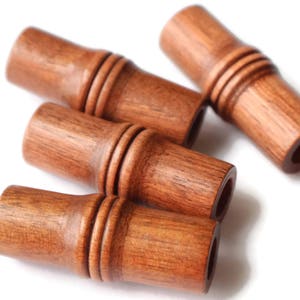 4 Tube Beads 40mm x 16mm Medium Brown Vintage Wood Beads Wooden Beads Large Hole Beads Chunky Beads Macrame Beads New Old Stock