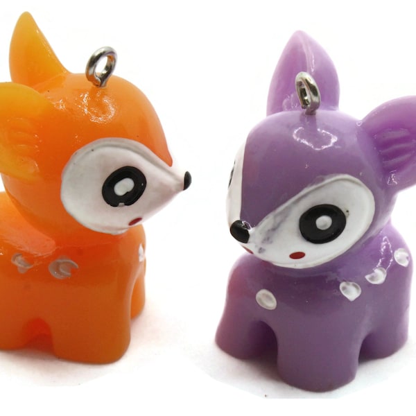 2 33mm Mixed Color Deer Charms Resin Charms Toy Pendants Miniature Cute Charms Jewelry Making Beading Supplies kitsch charms Smileyboy