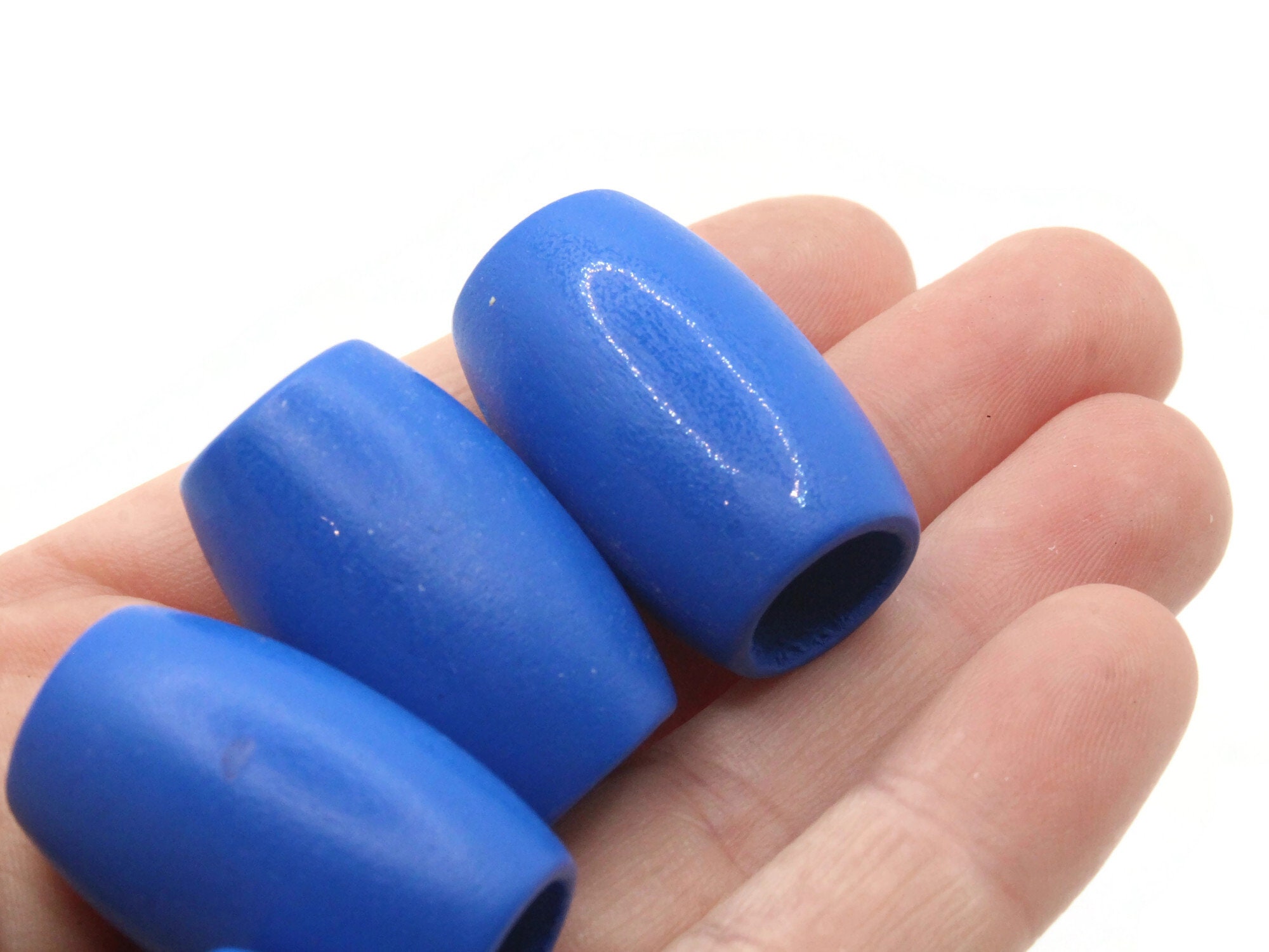 40 Perline Legno Grandi Ovali 20x30mm Foro 10mm | Blue | Perline Qualità Per Macramè, Ghirlande, Dreadlocks E Fai Da Te - 3