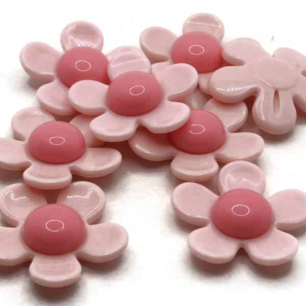 8 27mm Flower Beads Pink and Bright Pink Daisy Plant Beads Large Plastic Beads Acrylic Beads to String Jewelry Making Beading Supplies