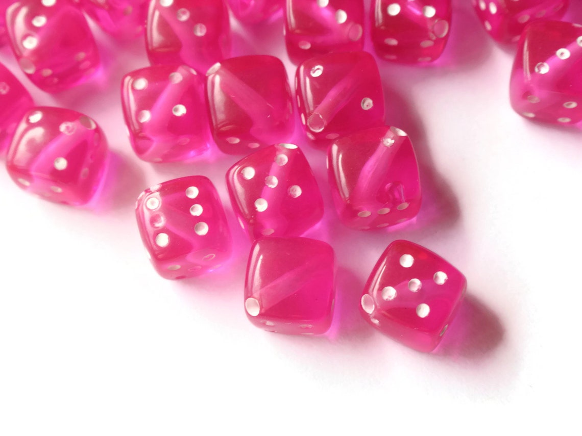 Bright Pink Dice Beads 8mm Cube Beads Plastic 6 Sided Dice Etsy