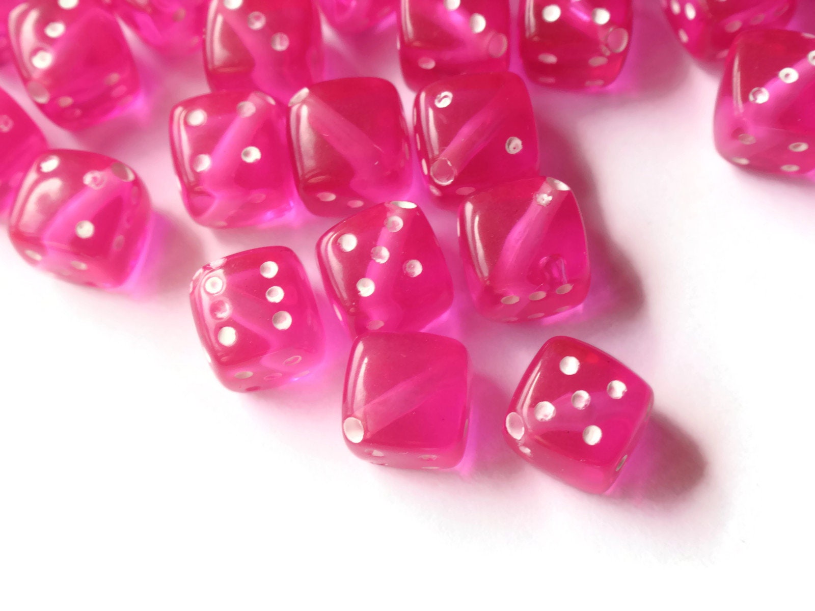 50 Mixed Color Retro 11mm Square Diagonal Cube Dice Beads White Pink Red  Black