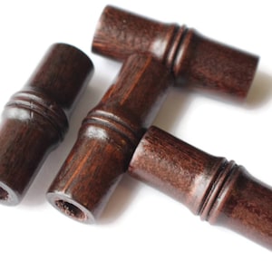 4 Tube Beads 40mm x 16mm Dark Brown Vintage Wood Beads Wooden Beads Large Hole Beads Chunky Beads Macrame Beads New Old Stock Smileyboy