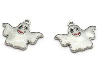 2 23 mm Glow in the Dark Ghost Metall und Emaille Charms Schmuckherstellung Perlen Liefert Smileyboy