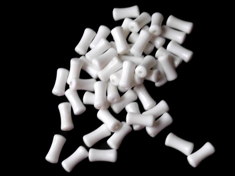 50 11mm X 5mm White Tapered Tube Beads Vintage Plastic Beads Etsy