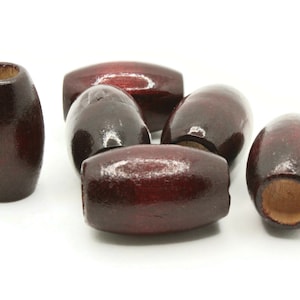 6 30mm Brown Wood Barrel Beads Wooden Tube Beads Large Hole Beads Macrame Beads Jewelry Making Beading Supplies Big Loose Beads Smileyboy