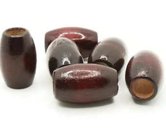 6 30mm Brown Wood Barrel Beads Wooden Tube Beads Large Hole Macrame Beads Jewelry Making Beading Supplies Big Loose Beads Smileyboy