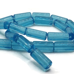 15mm Clear Sky Blue Glass Tube Beads Transparent Beads Jewelry Making Beading Supplies 12.5 Inch Bead Strand Loose Beads