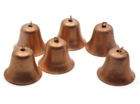 6 Vintage Copper Cup Bells 20mm X 26mm Bell Charms Beads