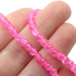 4mm Pink Crackle Beads Cracked Glass Beads Smooth Round Beads Full Strand Jewelry Making Beading Supplies Small Beads bL2