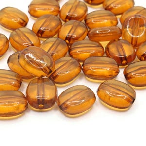 30 13mm Brown Vintage Lucite Plastic Beads Flat Oval Beads Jewelry Making Beading Supplies Loose Beads to String