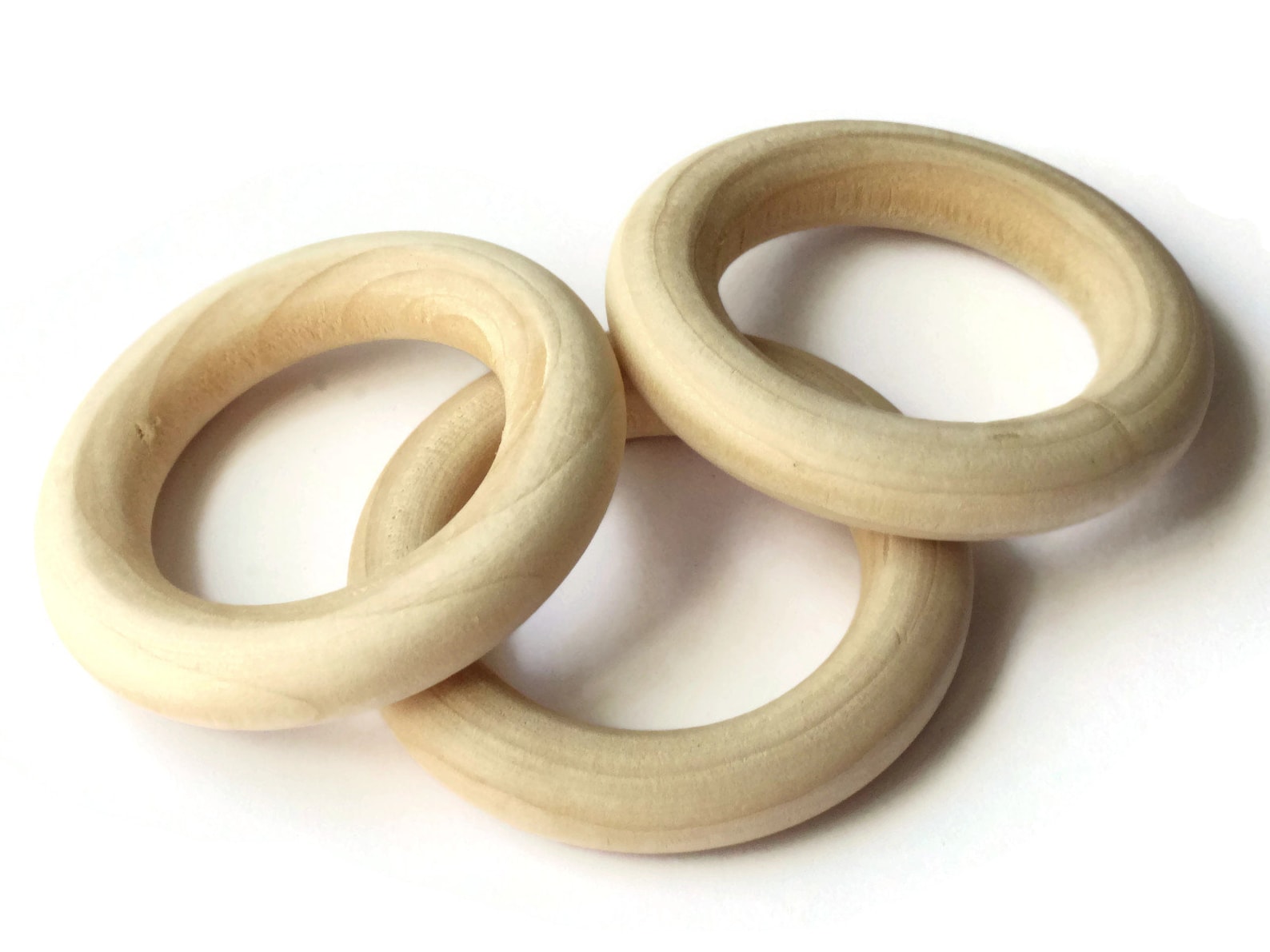 3 56mm Natural Wood Large Ring Beads Wooden Donut Beads | Etsy