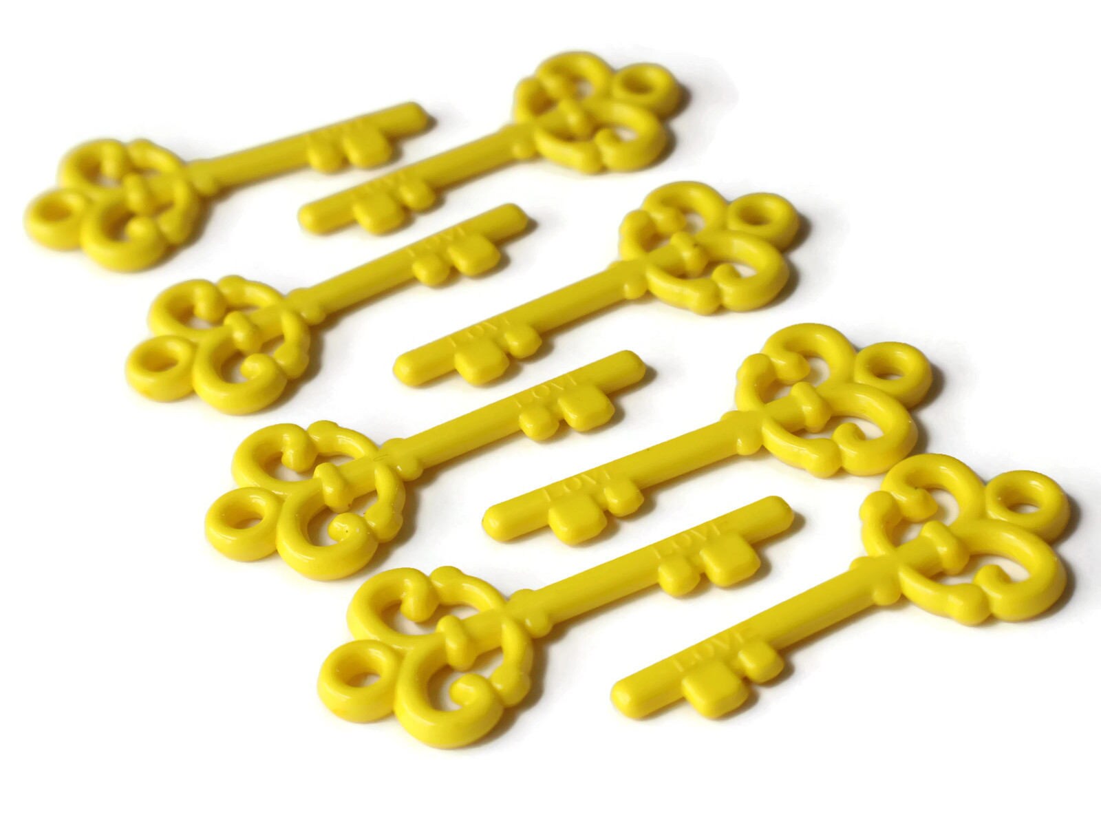 8 Yellow Key Plastic Key Skeleton Key Charm Key Pendant Love Etsy