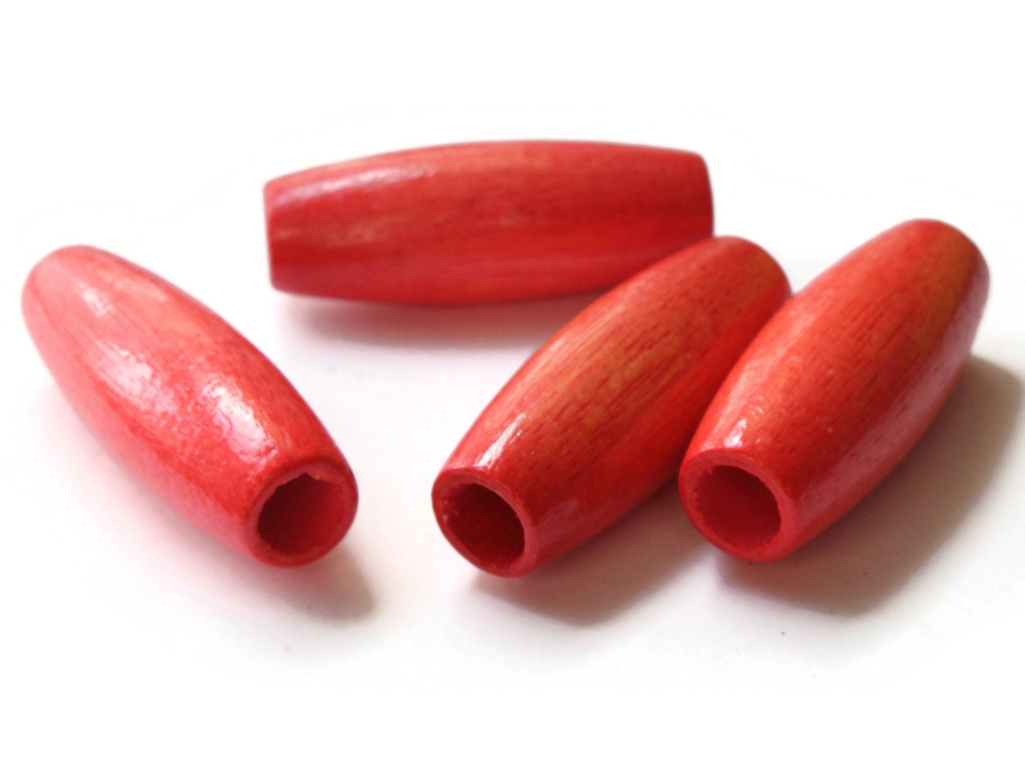 2 Inch Long Large Tube Beads Red Beads Wood Beads Wooden Beads Etsy