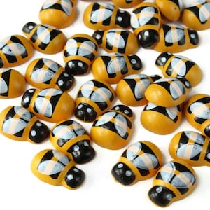 30 13mm Hummel Cabochons Hummel Cabochons Flache Rückseite Cabochons Lose Hummel Decoden Gelb Schwarz Gestreift Scrapbook Zubehör