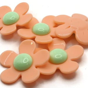 Orange Daisy Beads: Green Center, 5pc 36mm Acrylic Flower Charms bI2