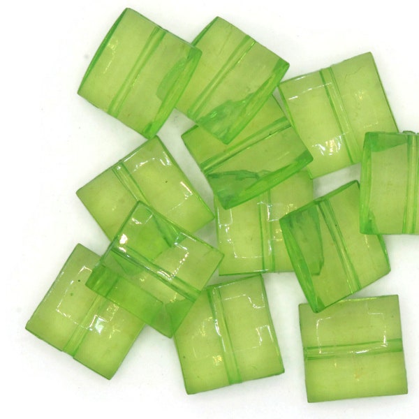 12 16mm Green Beads Acrylic Gems Faceted Square Jewel Beads Acrylic Jewels Plastic Beads to String Jewelry Making Beading Supplies