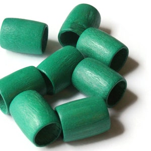 8 19mm x 15mm Green Beads Tube Beads Wood Beads Vintage Beads Wooden Beads Large Hole Beads Loose Beads New Old Stock Beads Macrame Beads