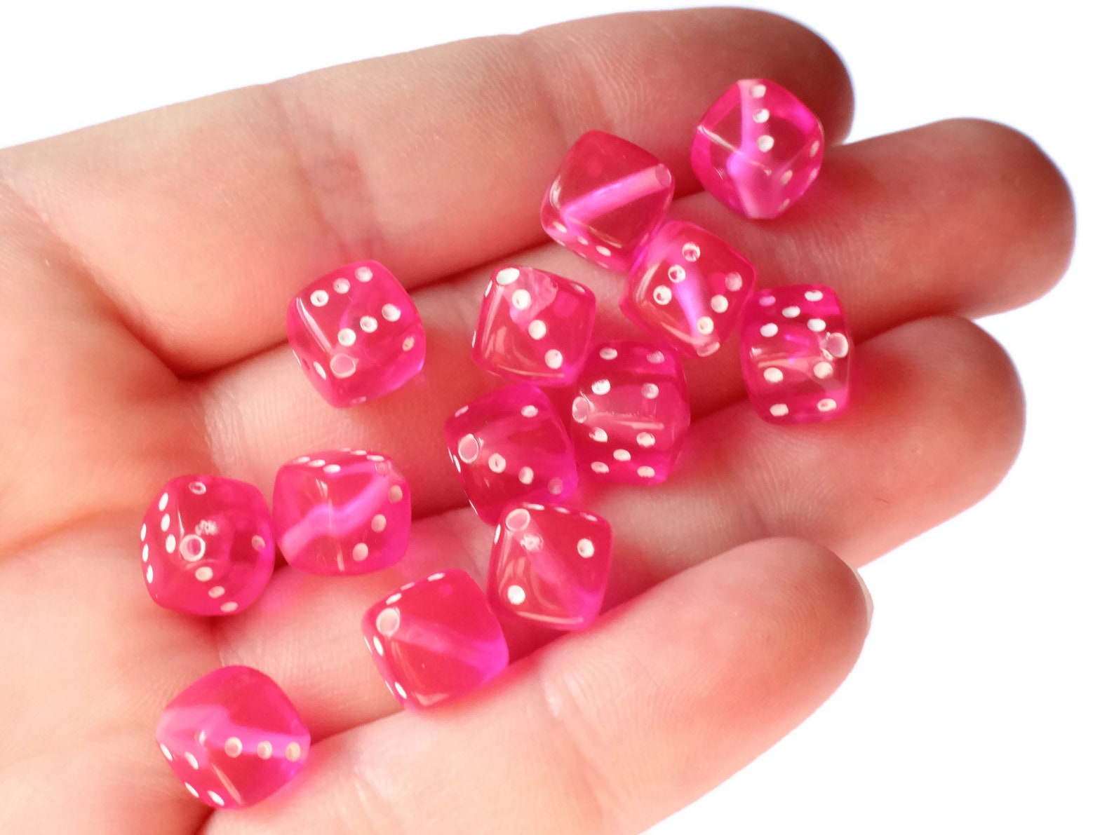 Bright Pink Dice Beads 8mm Cube Beads Plastic 6 Sided Dice Etsy