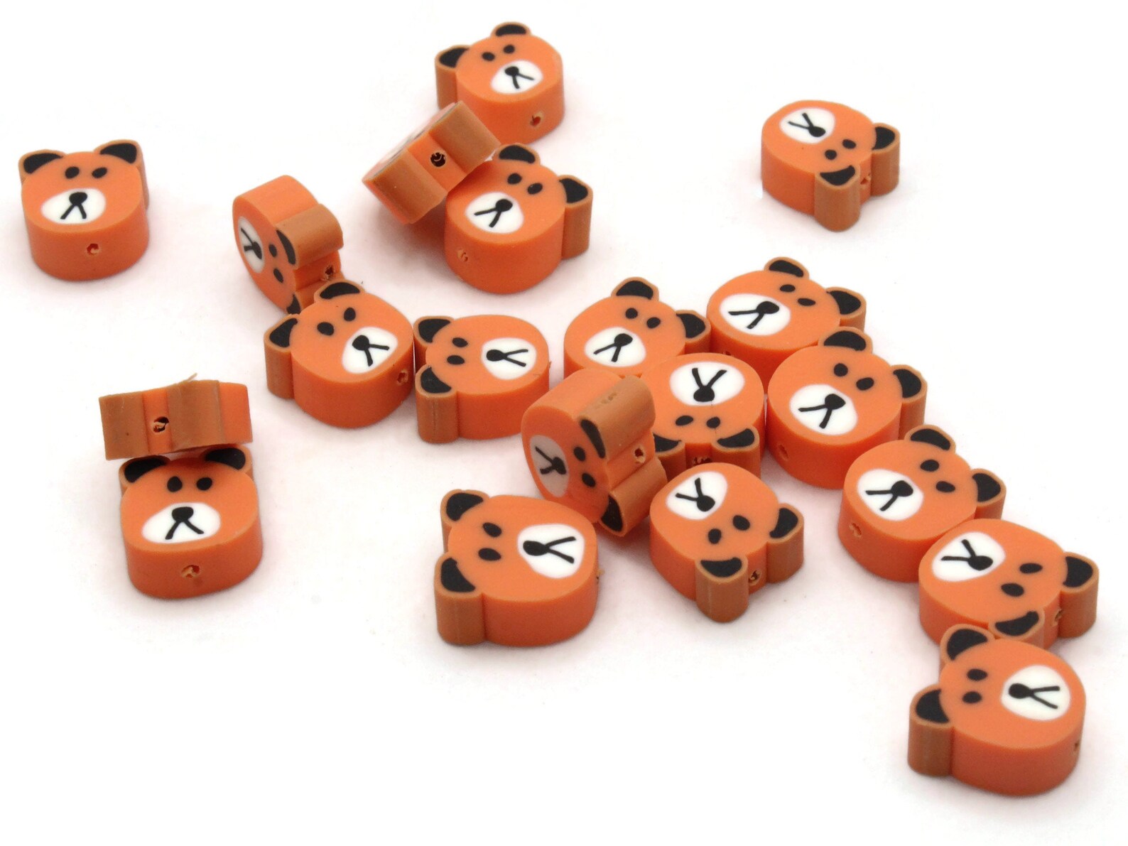 20 Orange Bear Head Beads Animal Beads Polymer Clay Beads Cute Etsy