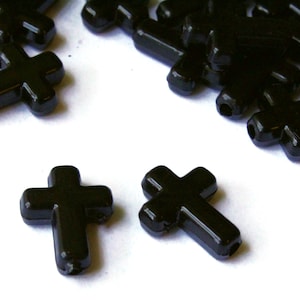 50 16mm Cross Beads Black Cross Beads Plastic Crosses Christian Beads Jewelry Making Beading Supplies Acrylic Cross Beads Smileyboy bQ2
