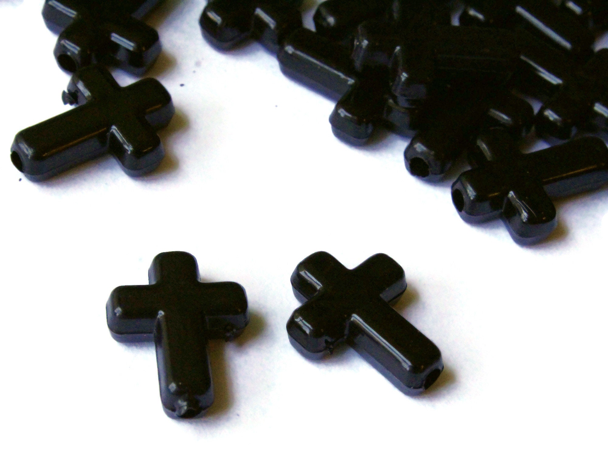 50 16mm Cross Beads Black Cross Beads Plastic Crosses Christian Beads  Jewelry Making Beading Supplies Acrylic Cross Beads Smileyboy Bq2 