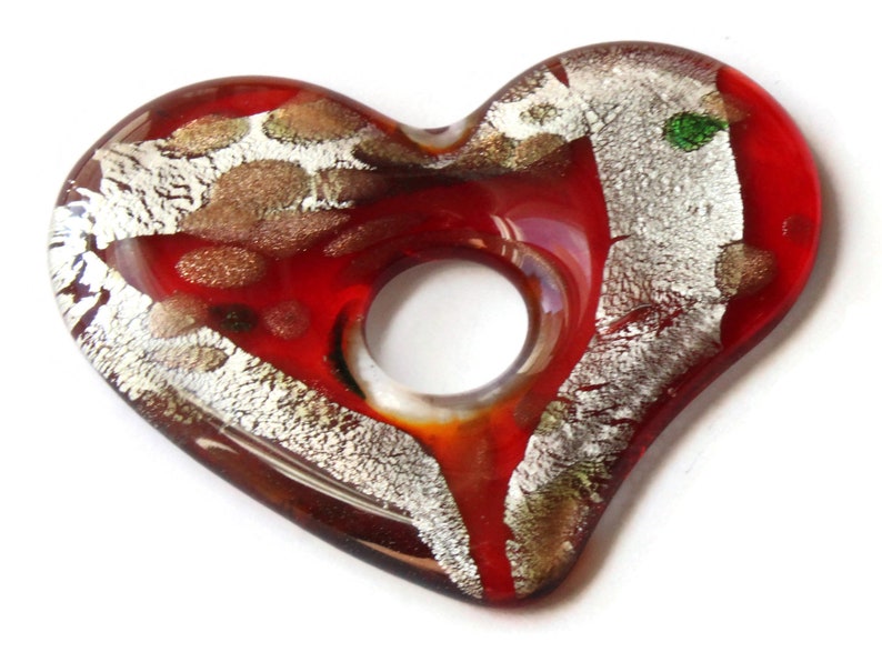 50mm Red Heart Foil Glass Pendant Jewelry Making Beading Etsy