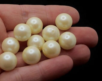 30 12mm White Round Pearl Beads Vintage Cultura Pearls Made in Japan Faux Plastic Pearl Bead Jewelry Making Beads for Stringing