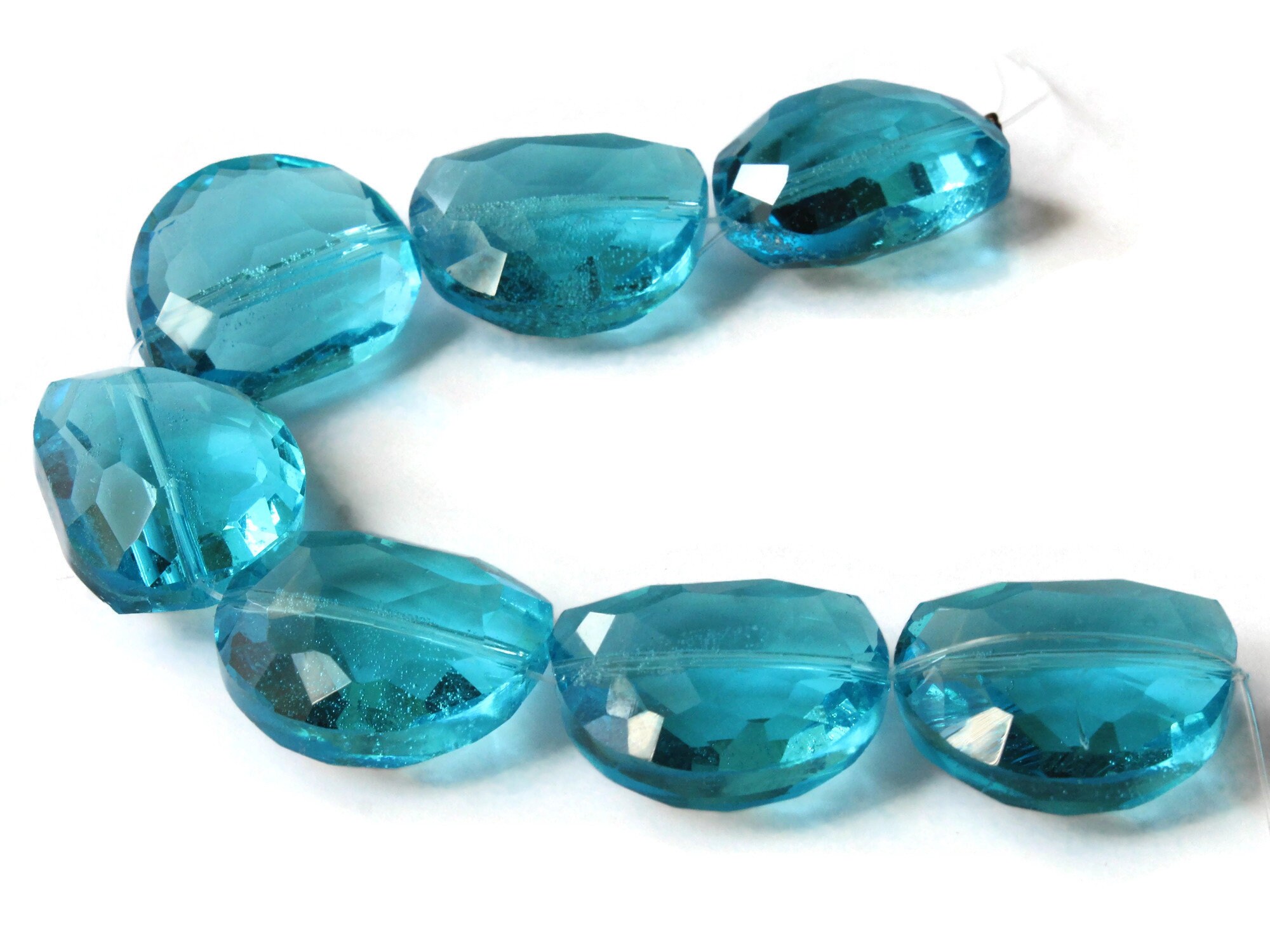 7 27mm Bean Shaped Crystal Beads Blue Beads Crystal Glass Etsy