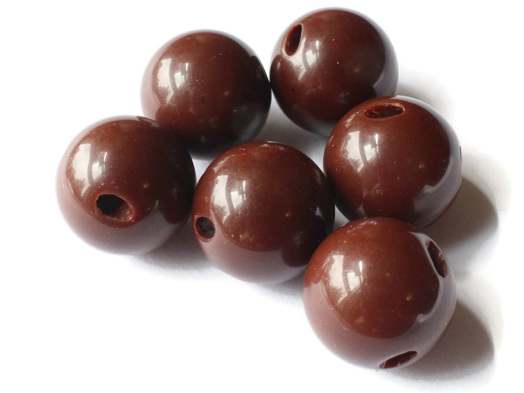 6 16mm 5/8 Inch Brown Ball Buttons Opaque Lucite Round Buttons Vintage ...