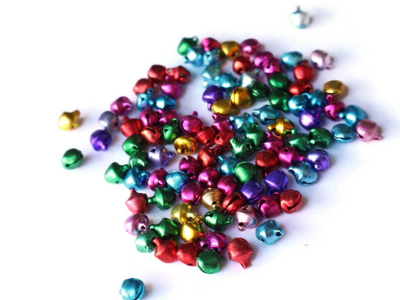 1000ct Mixed Jewel Tone Jingle Bells - 10-12mm - Christmas Craft Beads & Charms