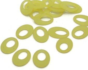 20 st 18 mm platta ovala dropppärlor stora hål ovala munkpärlor frostade gula lucitplastpärlor smyckestillverkning pärltillbehör
