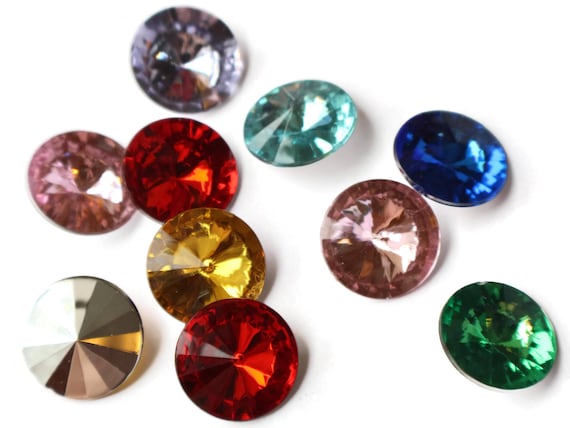 10 18mm Round Jewel Cabochons Plastic Gems Silver Foil Back Cabochons Round Cut Cabochons Mixed Color Rivoli Back Rhinestones Smileyboy