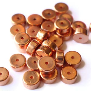 30 10mm Copper Plated Rondelle Beads Vintage Red Copper Beads Plastic Disc Beads Abacus Beads Jewelry Making Beading Supplies Loose Beads