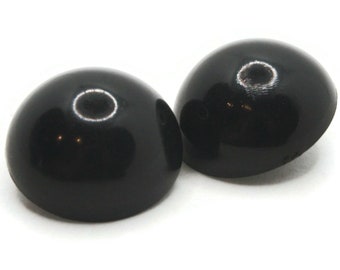 2 28mm Vintage Black Plastic Shank Buttons Sewing Notions Jewelry Making Beading Supplies Sewing Supplies