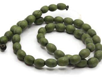45 10mm Green Wooden Oval Beads Wood Spacer Beads Large Hole Beads Jewelry Making Beading Supplies Smileyboy
